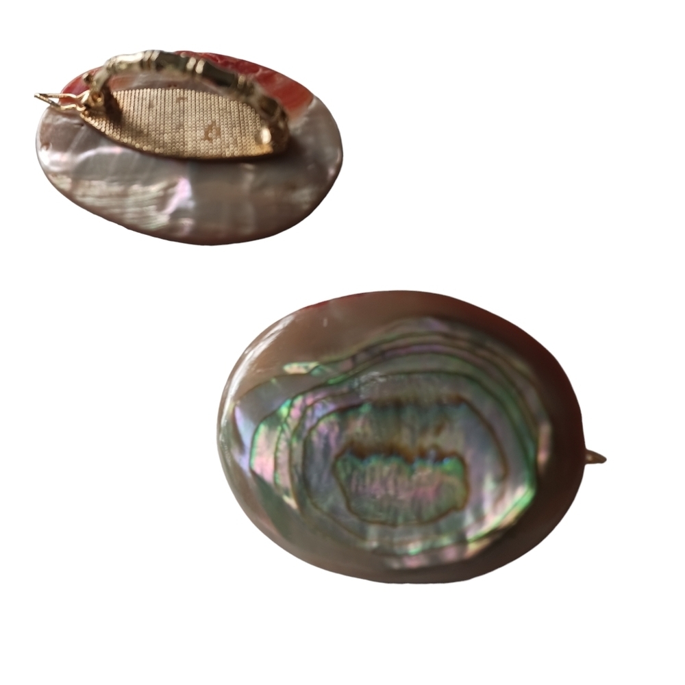 Vintage Scarf Clip Holder Mother of Pearl Shell Abalone Nautical 1.5 in